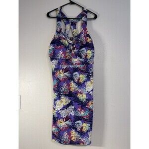 Zinni Garney Hill XL Dress Purple Floral Strappy Racer Active Fitness
